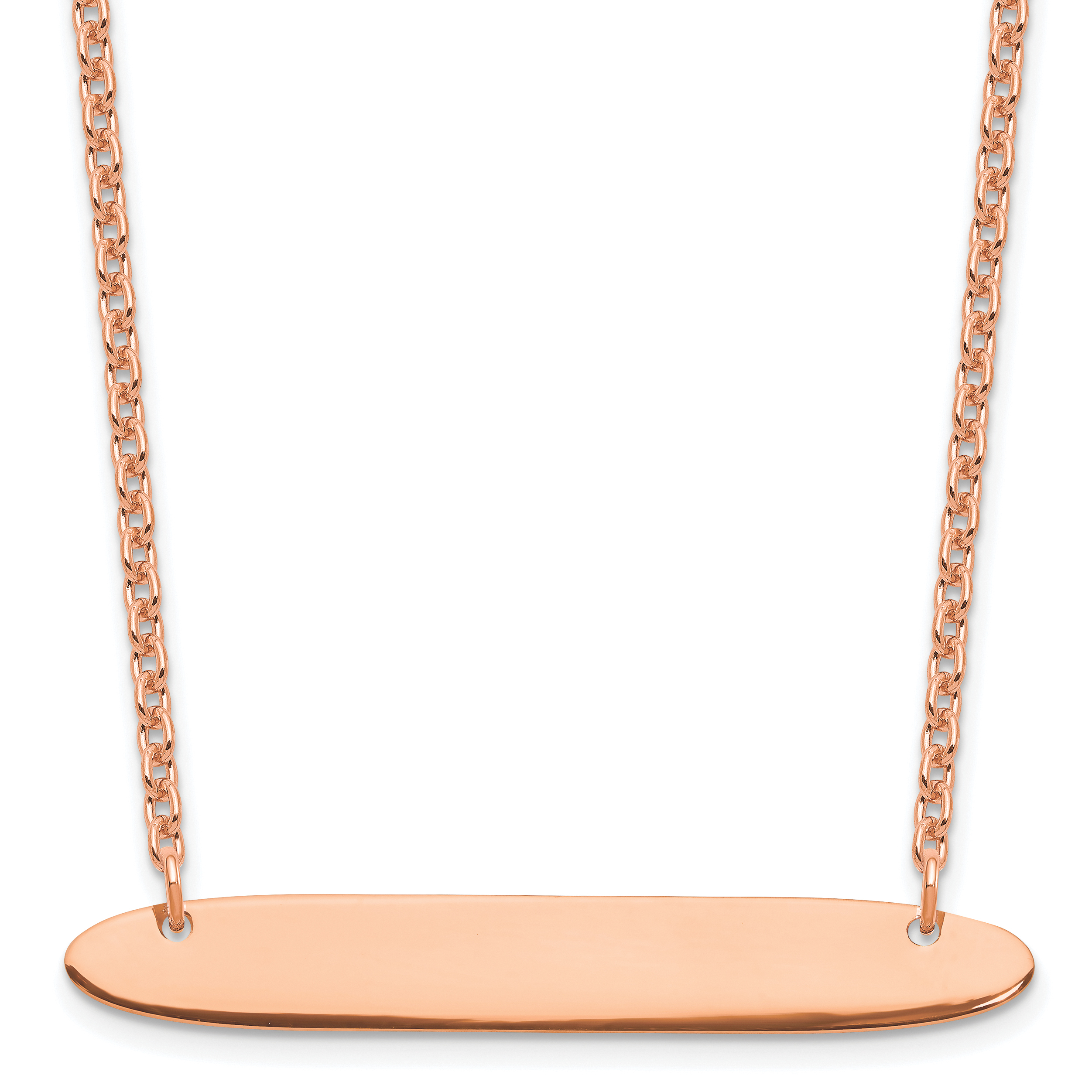 Sterling Silver/Rose-plated Medium Oblong Blank Bar Necklace (XNA1204RP)