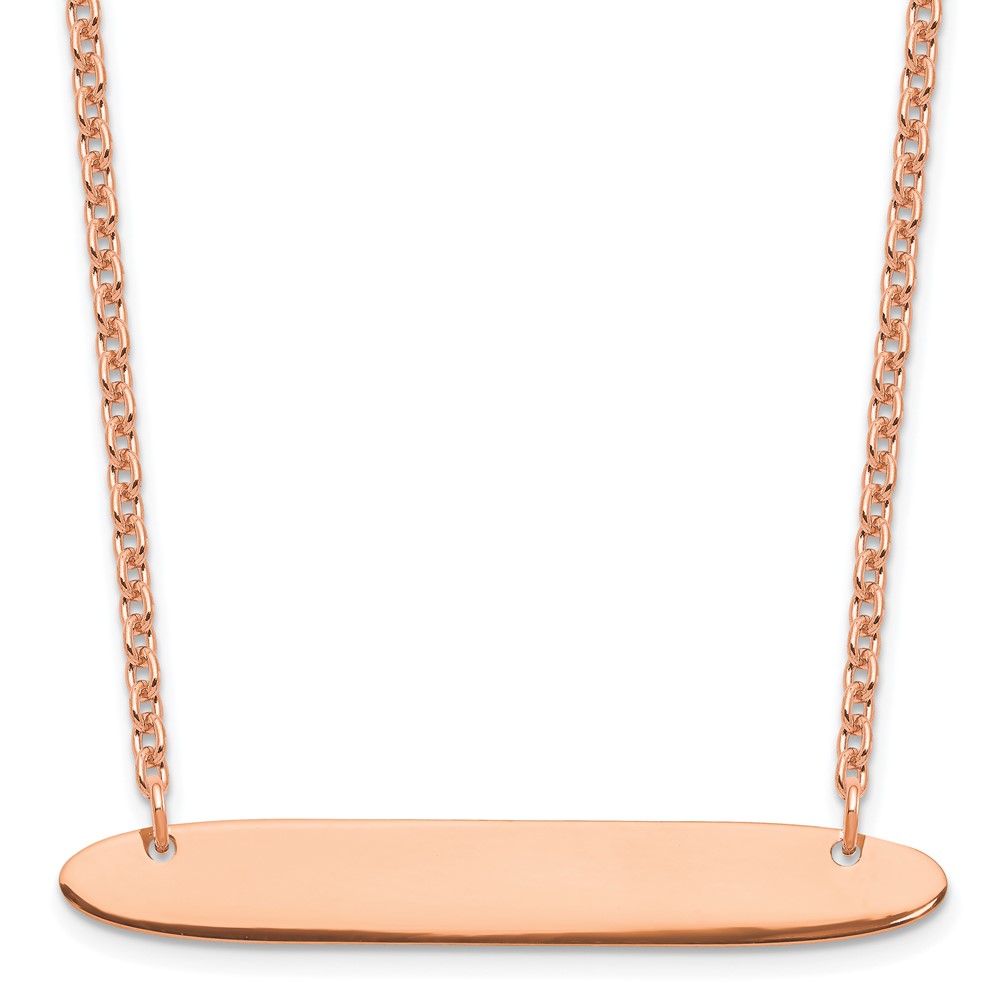 Sterling Silver/Rose-plated Medium Oblong Blank Bar Necklace (XNA1204RP)