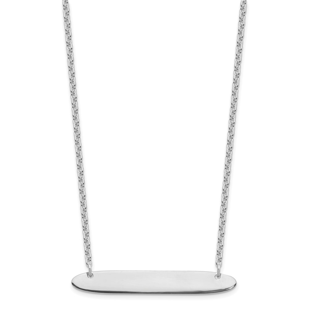 Sterling Silver/Rhodium-plated Medium Oblong Blank Bar Necklace (XNA1204SS)