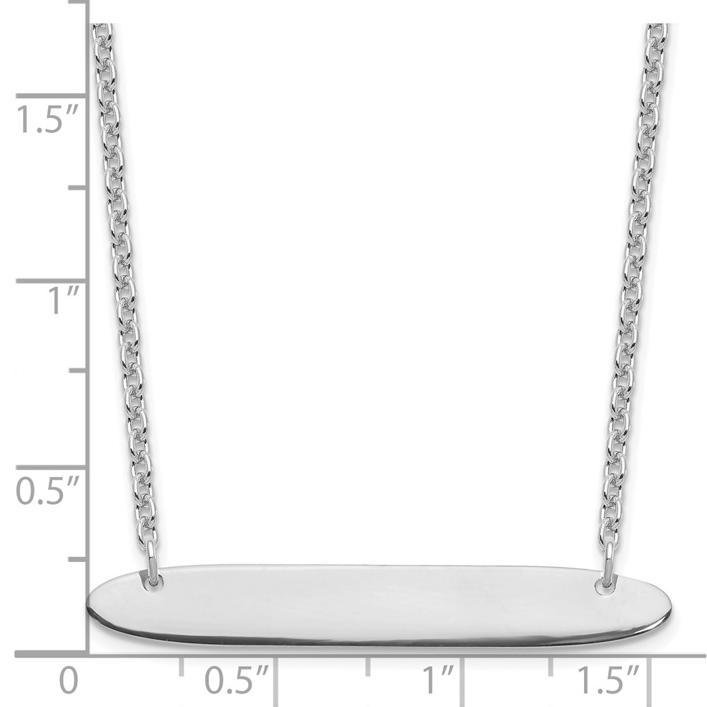 Sterling Silver/Rhodium-plated Medium Oblong Blank Bar Necklace (XNA1204SS)