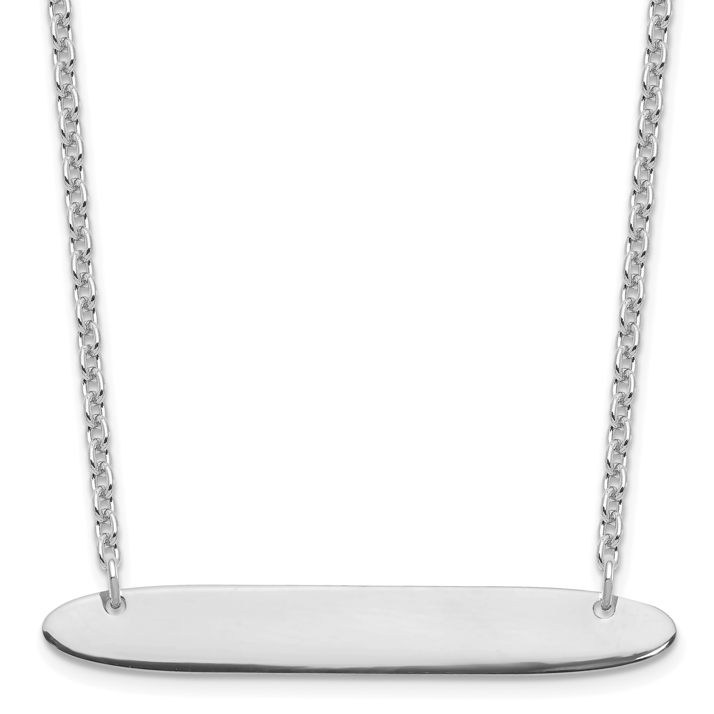 Sterling Silver/Rhodium-plated Medium Oblong Blank Bar Necklace (XNA1204SS)