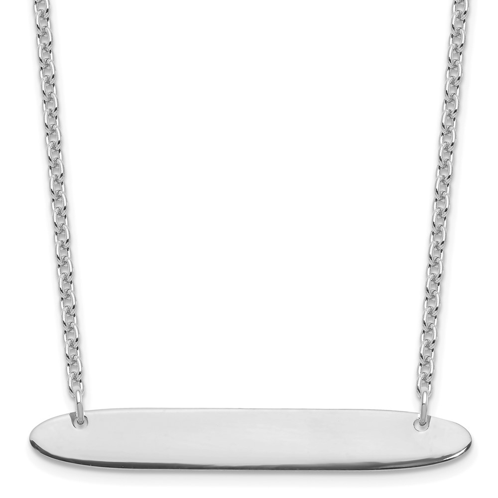 Sterling Silver/Rhodium-plated Medium Oblong Blank Bar Necklace (XNA1204SS)