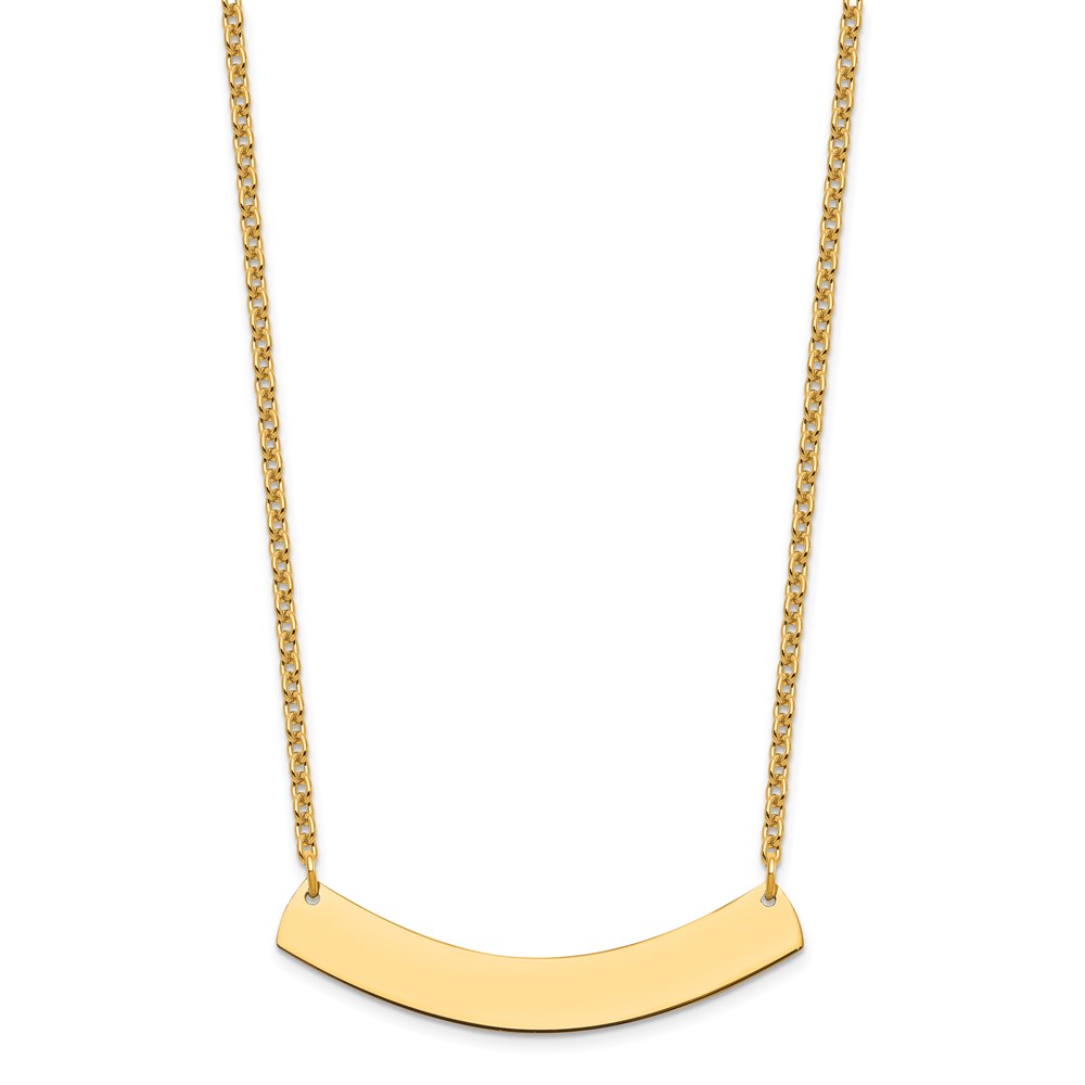 Sterling Silver/Gold-plated Medium Curved Blank Bar Necklace (XNA1205GP)