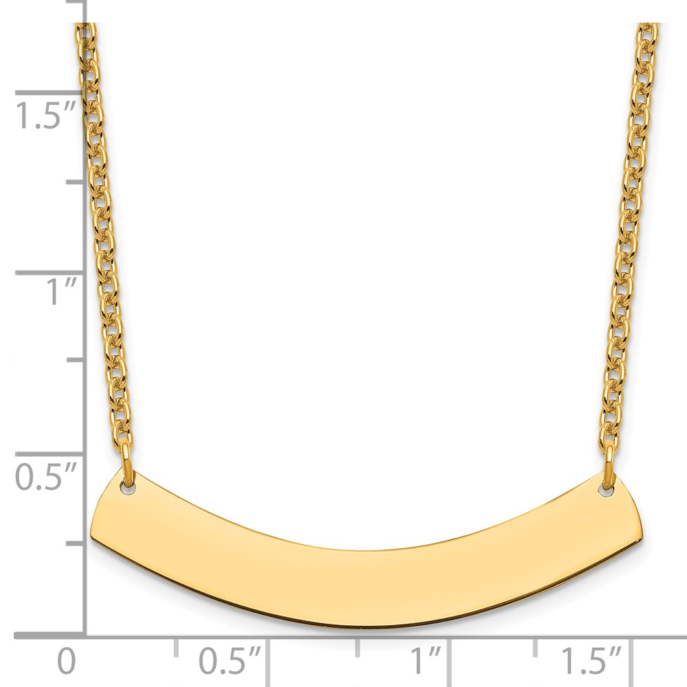 Sterling Silver/Gold-plated Medium Curved Blank Bar Necklace (XNA1205GP)