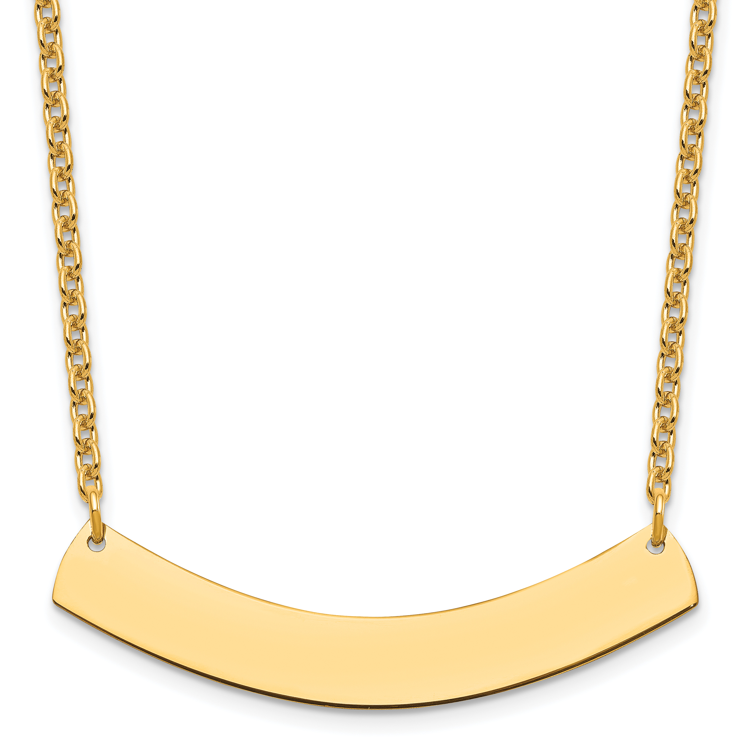 Sterling Silver/Gold-plated Medium Curved Blank Bar Necklace (XNA1205GP)