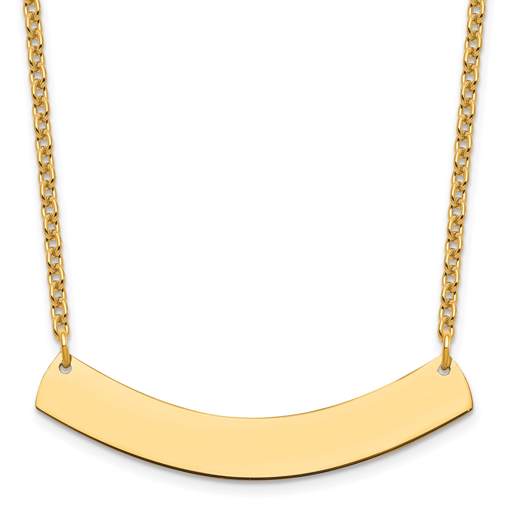 Sterling Silver/Gold-plated Medium Curved Blank Bar Necklace (XNA1205GP)