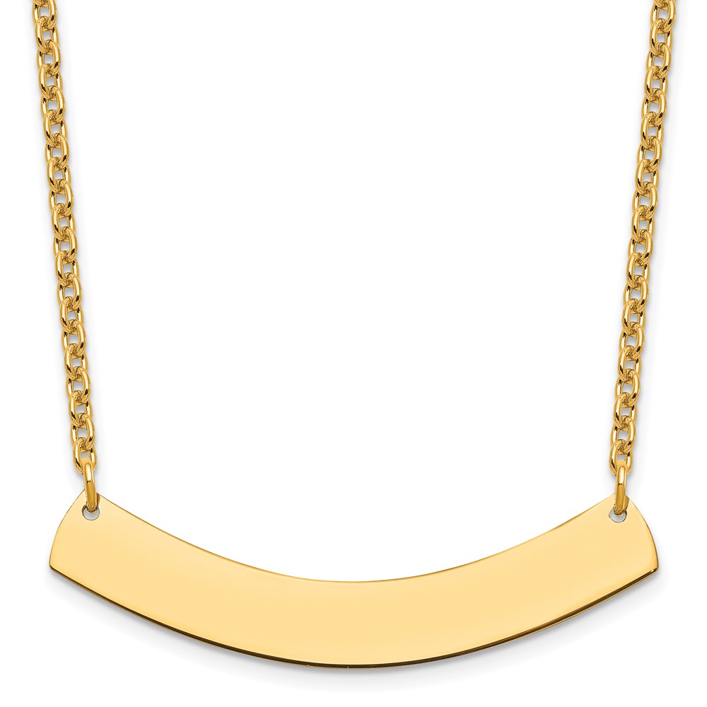 SS/Gold-plated Medium Polished Curved Blank Bar Necklace
