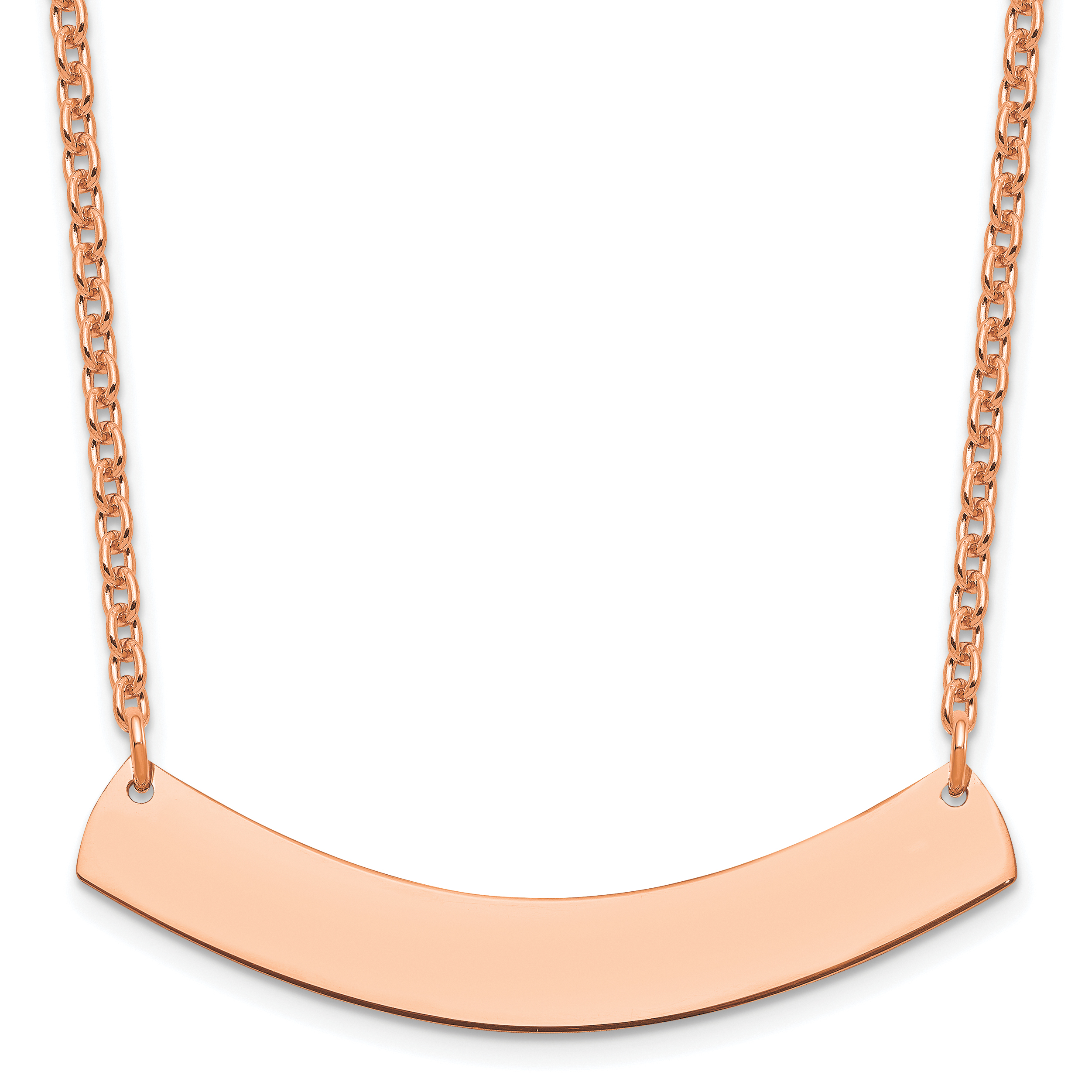 Sterling Silver/Rose-gold Medium Curved Blank Bar Necklace (XNA1205RP)