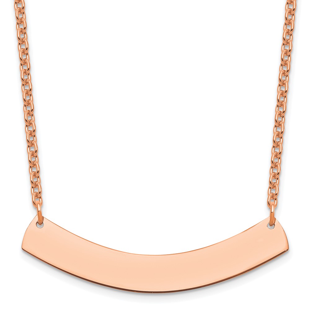 Sterling Silver/Rose-gold Medium Curved Blank Bar Necklace (XNA1205RP)