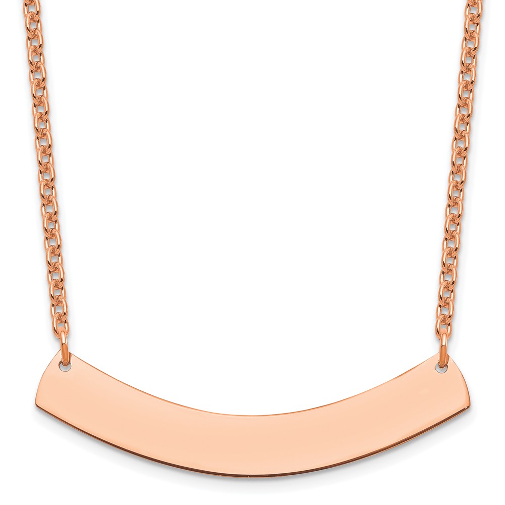 SS/Rose-plated Medium Polished Curved Blank Bar Necklace