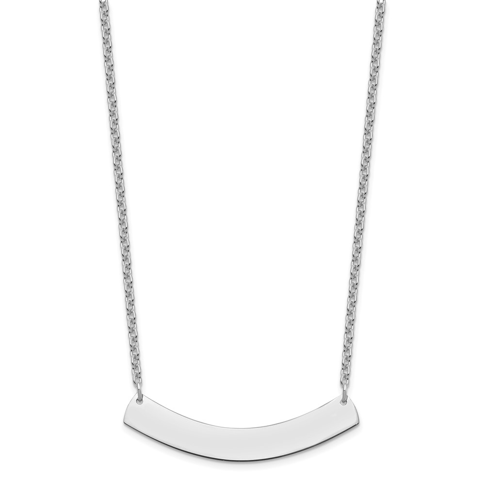 Sterling Silver/Rhodium-plated Medium Curved Blank Bar Necklace (XNA1205SS)