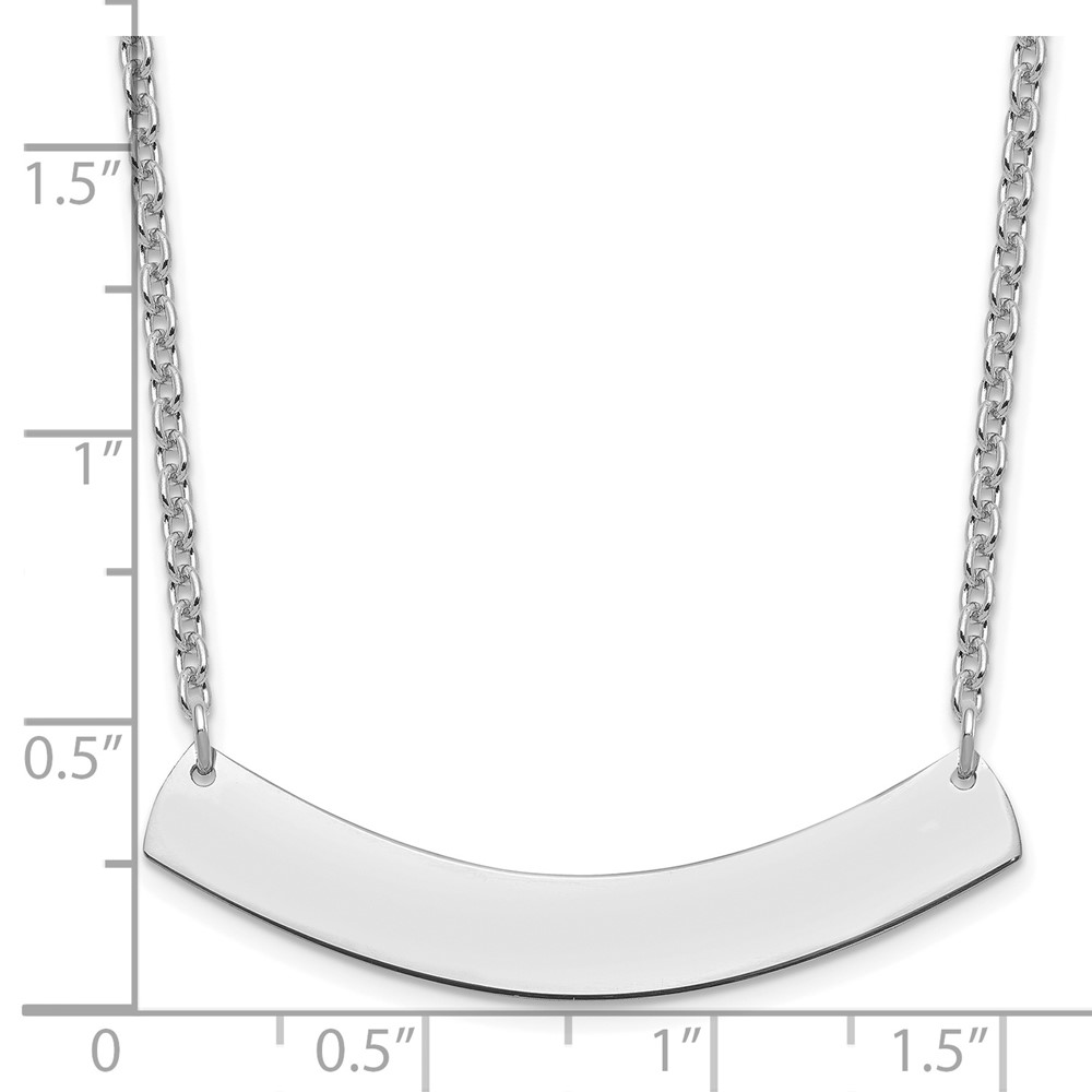 Sterling Silver/Rhodium-plated Medium Curved Blank Bar Necklace (XNA1205SS)