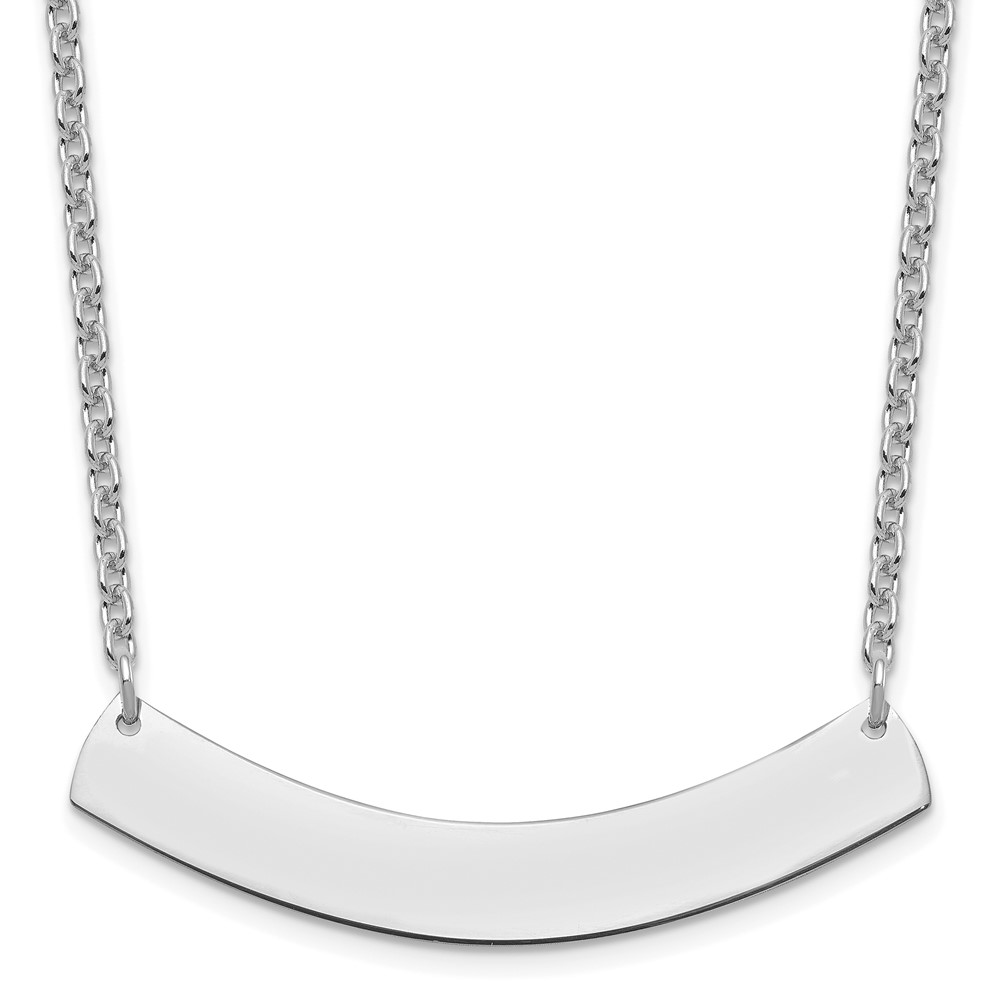 Sterling Silver/Rhodium-plated Medium Curved Blank Bar Necklace (XNA1205SS)