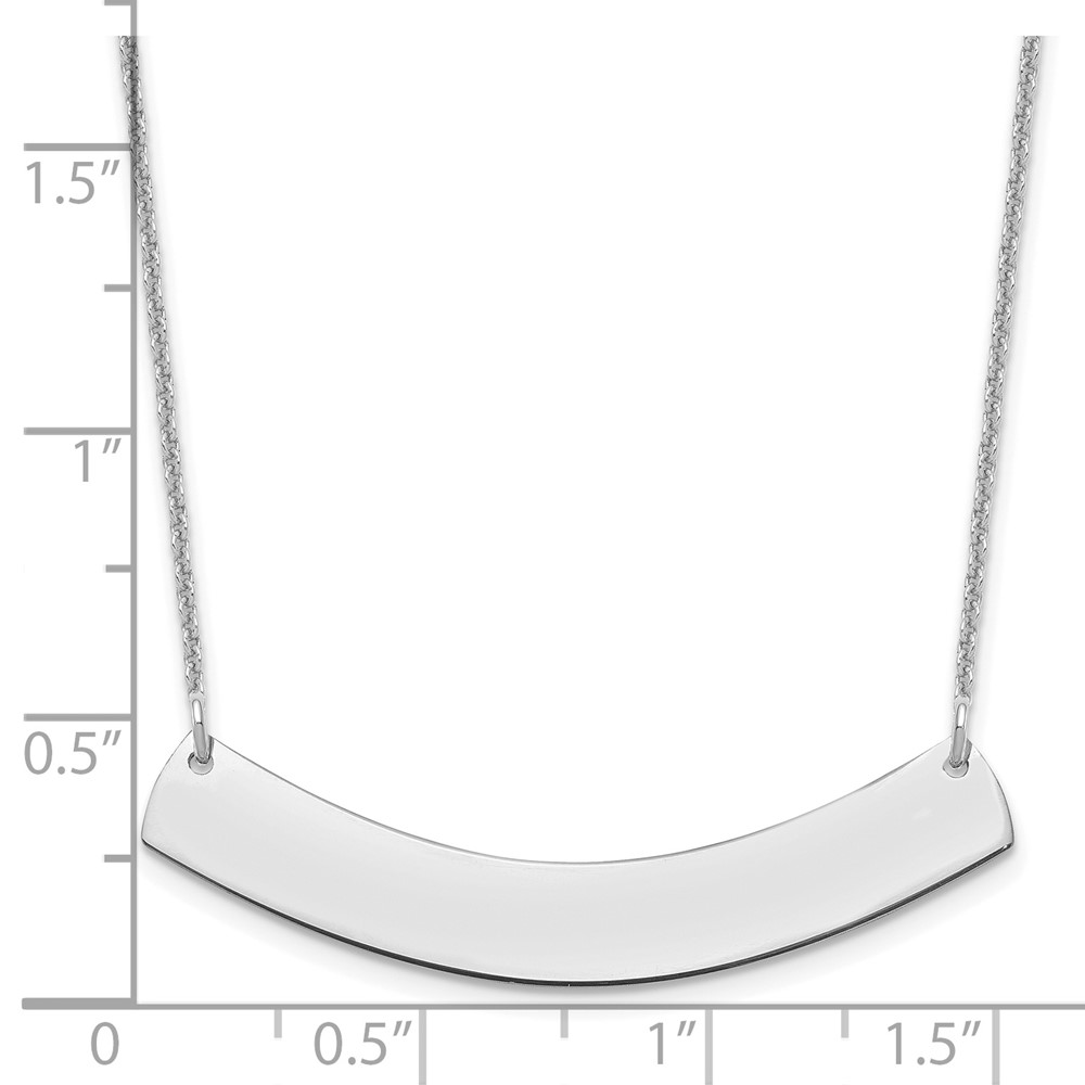 14k White Gold Medium Curved Blank Bar Necklace (XNA1205W)