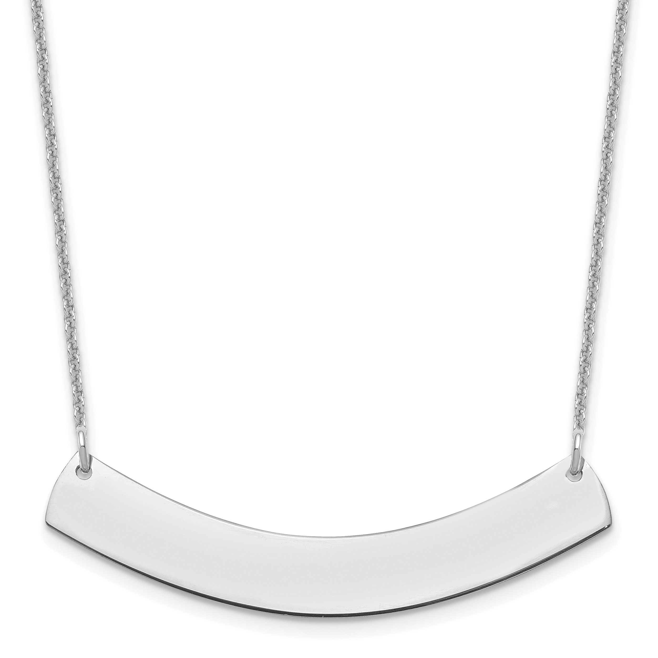 10k White Gold Medium Curved Blank Bar Necklace (10XNA1205W)