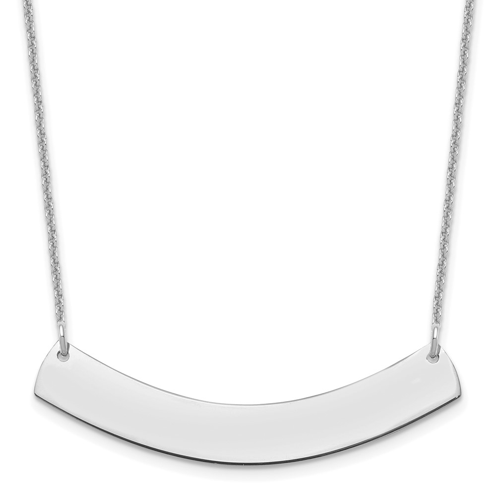 10k White Gold Medium Curved Blank Bar Necklace (10XNA1205W)