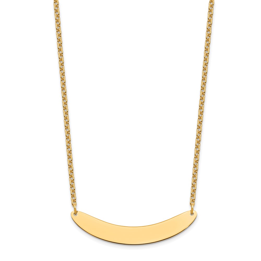 Sterling Silver/Gold-plated Medium Curved Blank Bar Necklace (XNA1206GP)