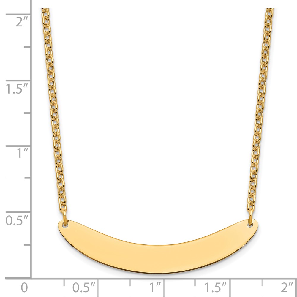 Sterling Silver/Gold-plated Medium Curved Blank Bar Necklace (XNA1206GP)
