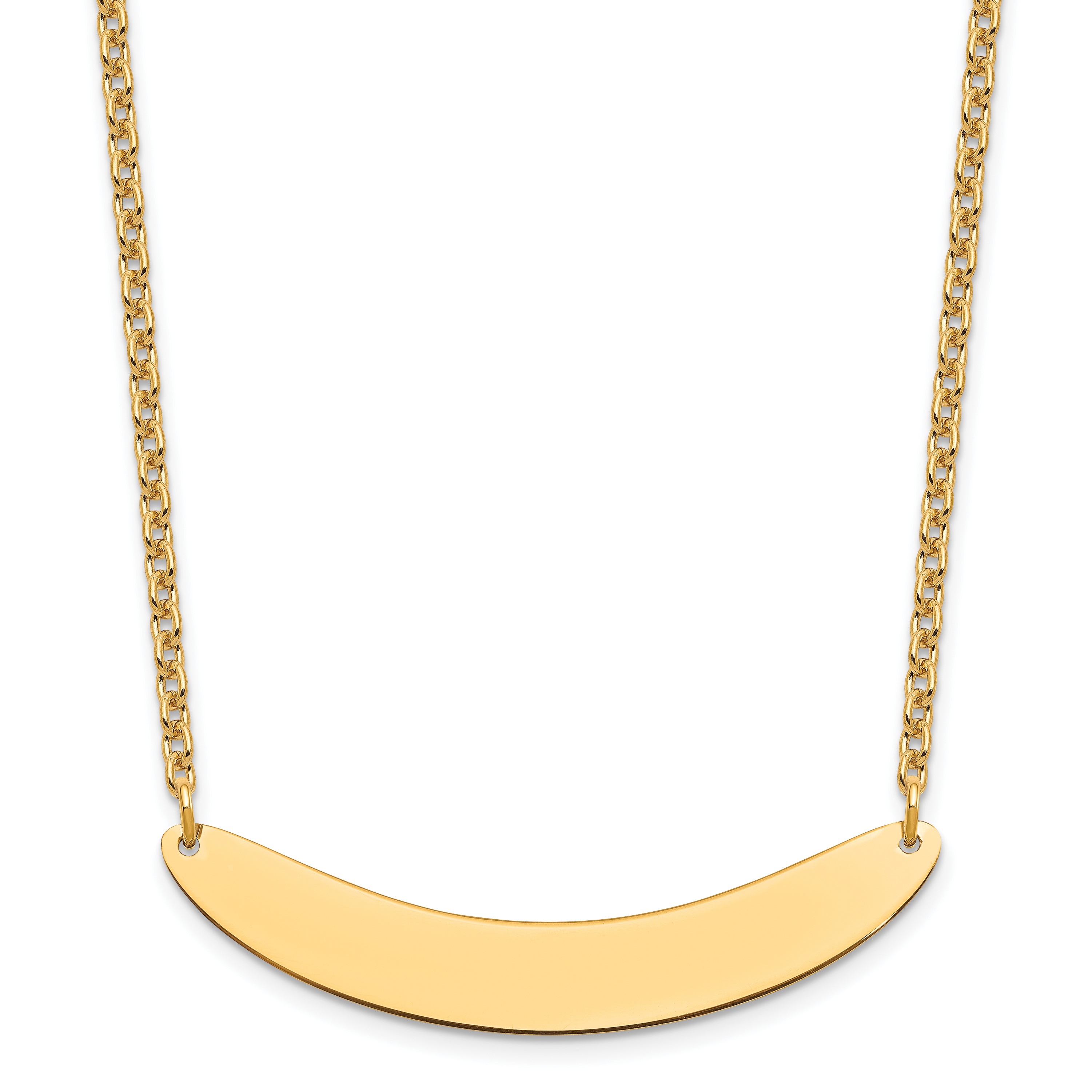 Sterling Silver/Gold-plated Medium Curved Blank Bar Necklace (XNA1206GP)