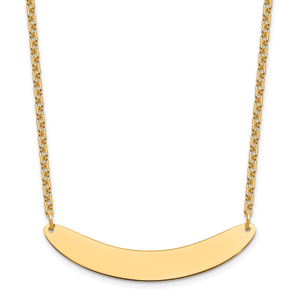 Sterling Silver/Gold-plated Medium Curved Blank Bar Necklace (XNA1206GP)