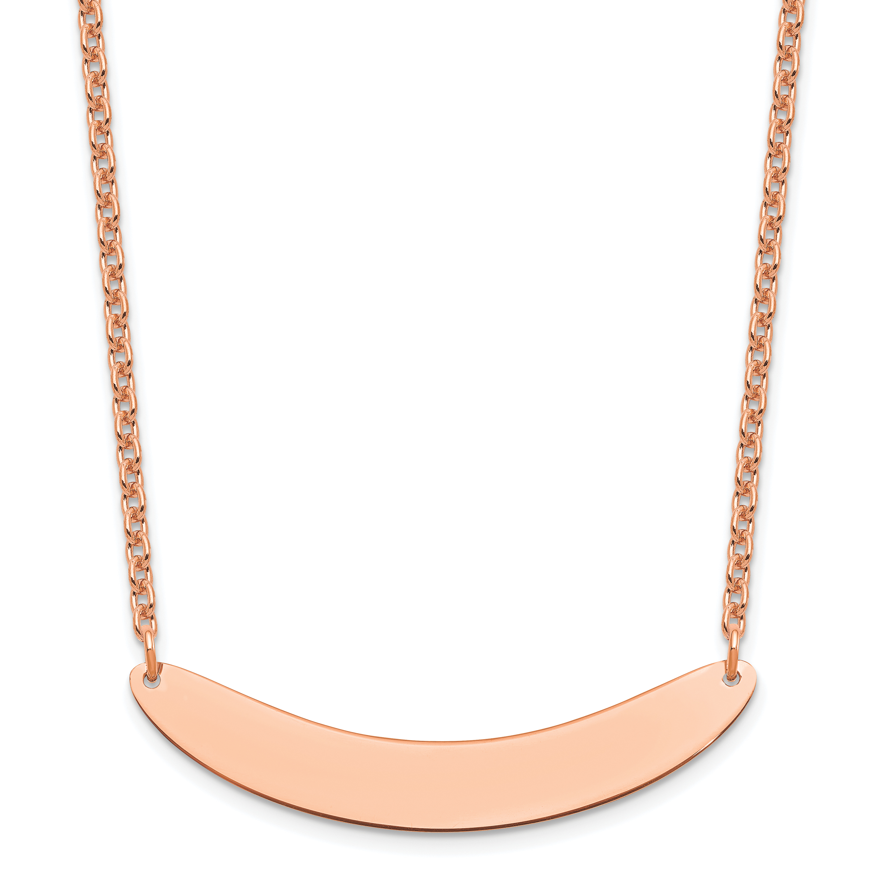 Sterling Silver/Rose-plated Medium Curved Blank Bar Necklace (XNA1206RP)