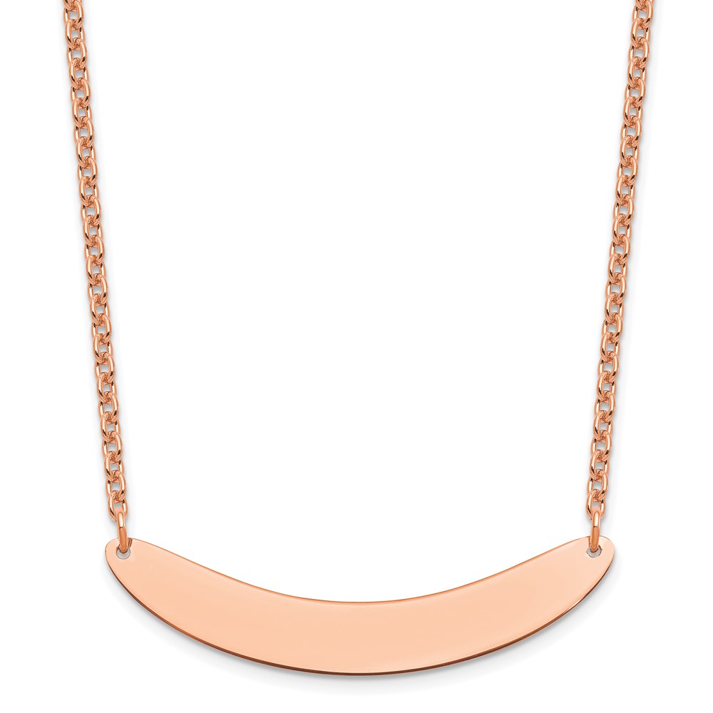 Sterling Silver/Rose-plated Medium Curved Blank Bar Necklace (XNA1206RP)