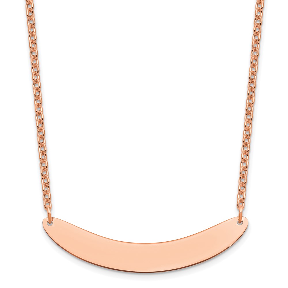 SS/Rose-plated Medium Polished Curved Blank Bar Necklace