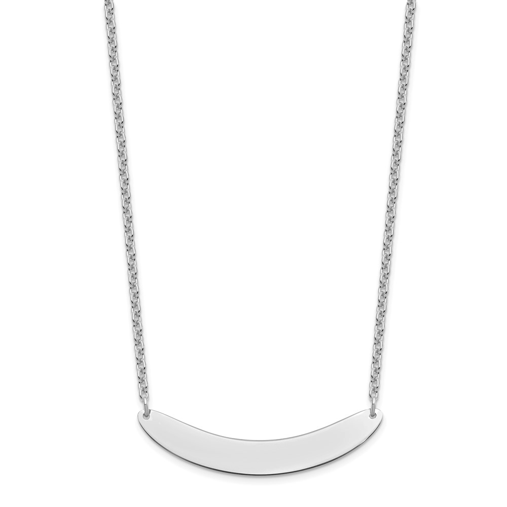 Sterling Silver/Rhod-plated Medium Curved Blank Bar Necklace (XNA1206SS)