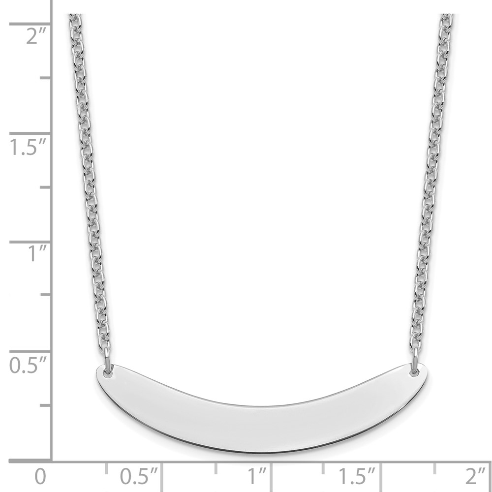 Sterling Silver/Rhod-plated Medium Curved Blank Bar Necklace (XNA1206SS)
