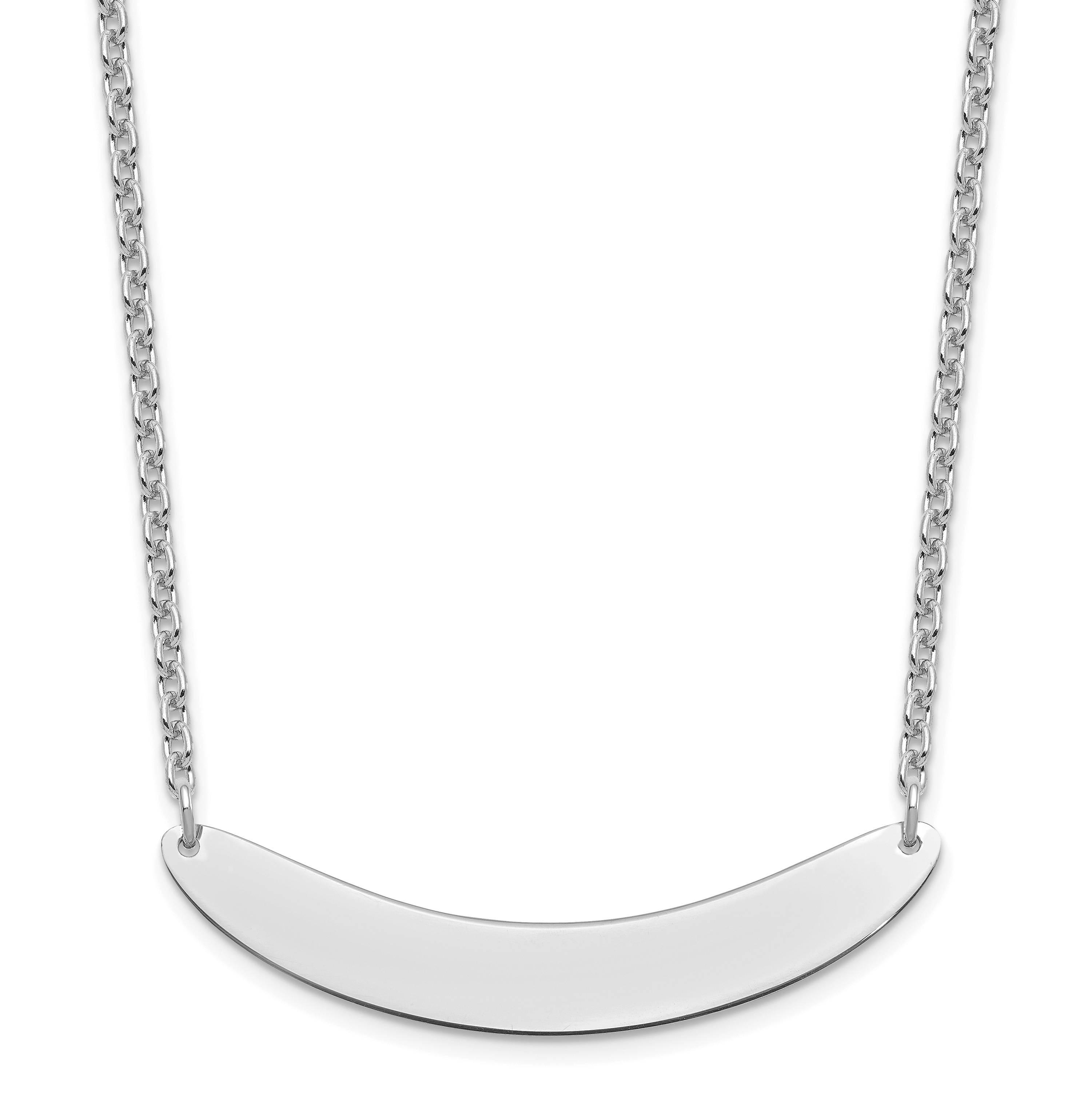 Sterling Silver/Rhod-plated Medium Curved Blank Bar Necklace (XNA1206SS)