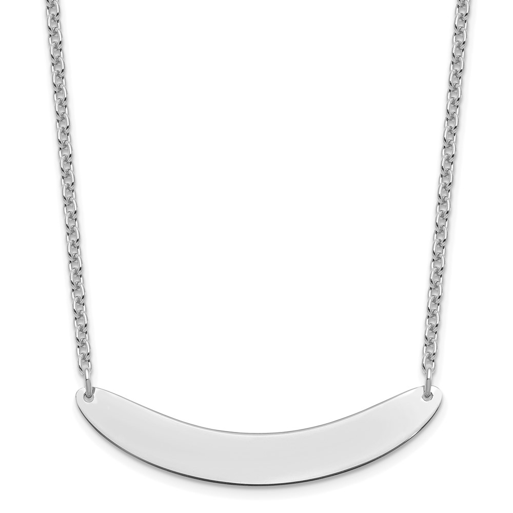 Sterling Silver/Rhod-plated Medium Curved Blank Bar Necklace (XNA1206SS)