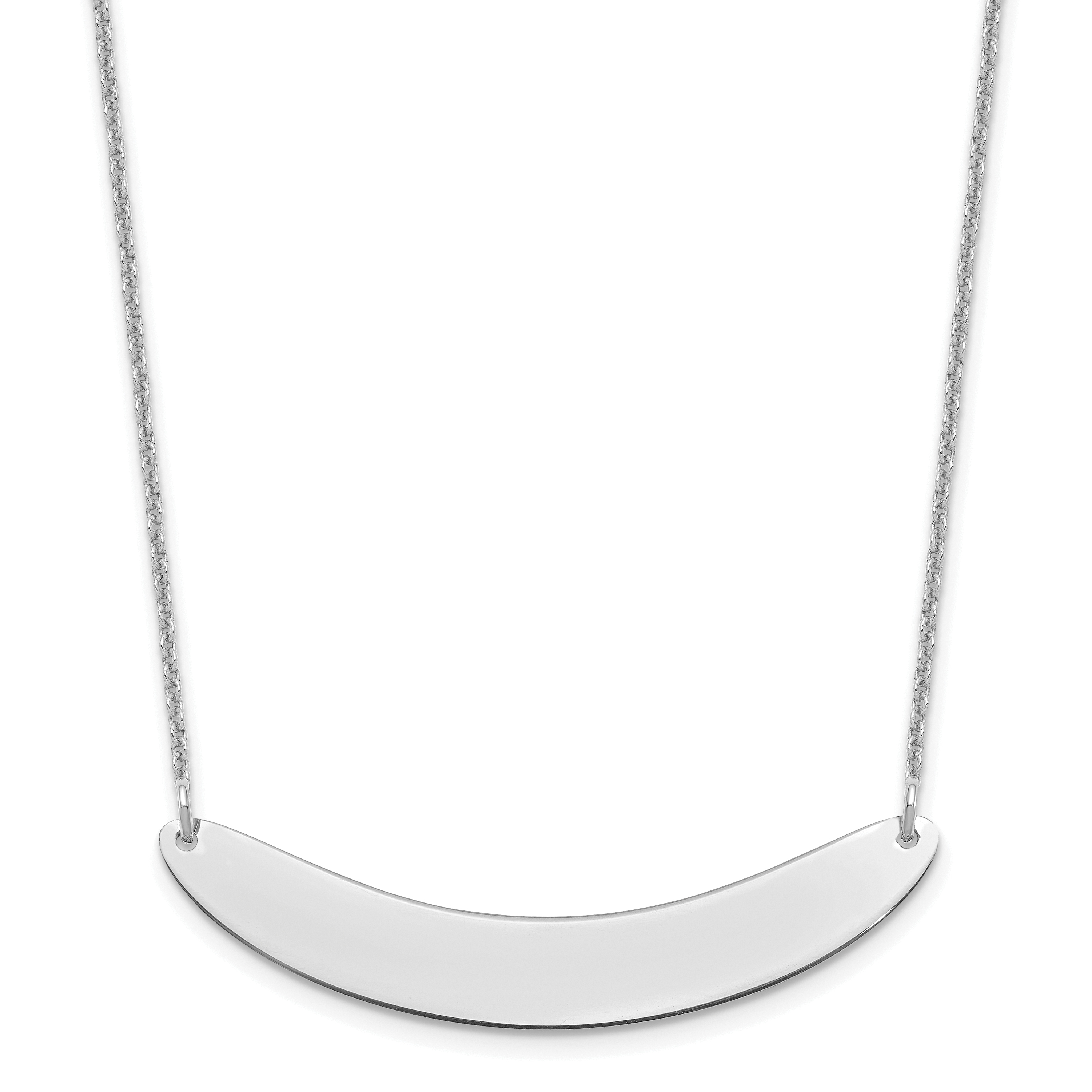 14k White Gold Medium Curved Blank Bar Necklace (XNA1206W)