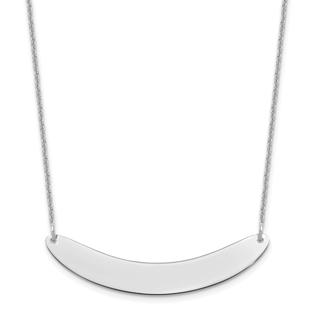 14k White Gold Medium Curved Blank Bar Necklace (XNA1206W)