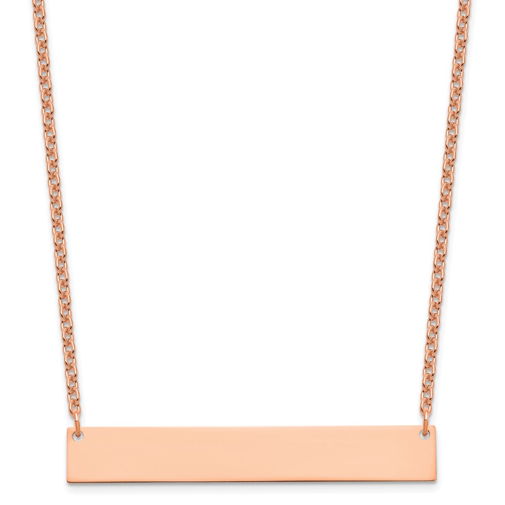 Sterling Silver/Rose-plated Large Blank Bar Necklace (XNA1207RP)
