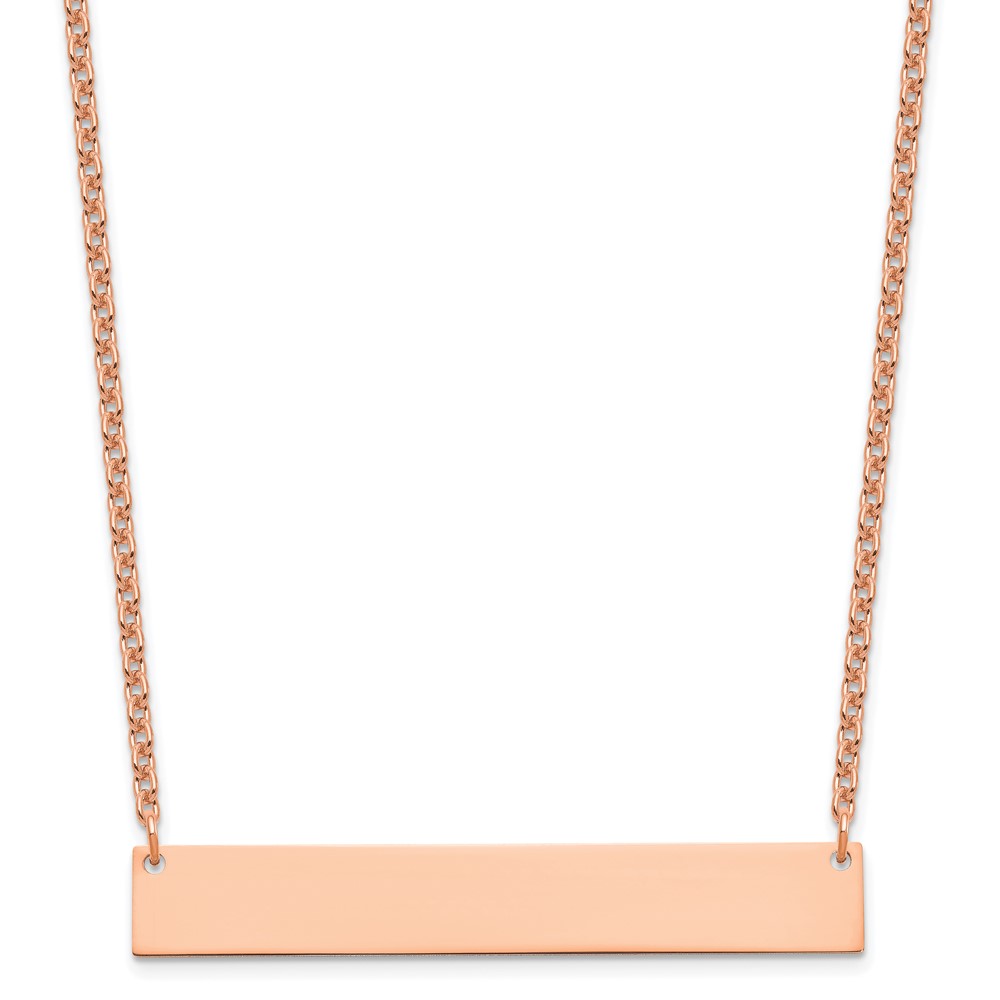 Sterling Silver/Rose-plated Large Polished Blank Bar Necklace