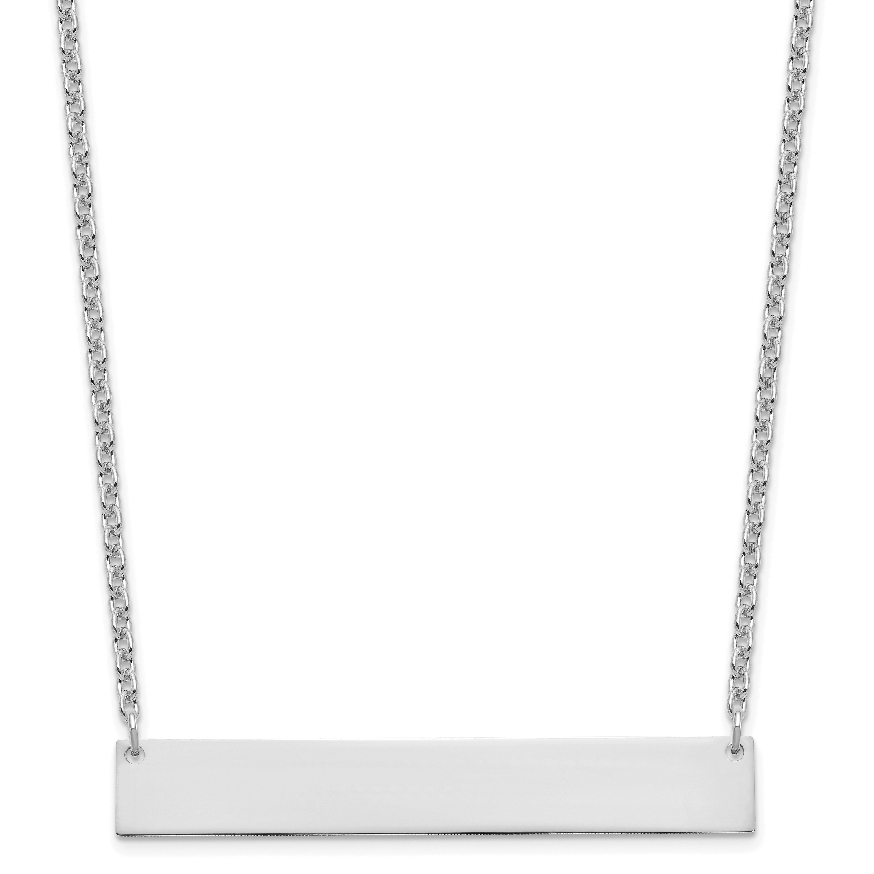 Sterling Silver/Rhodium-plated Large Blank Bar Necklace (XNA1207SS)