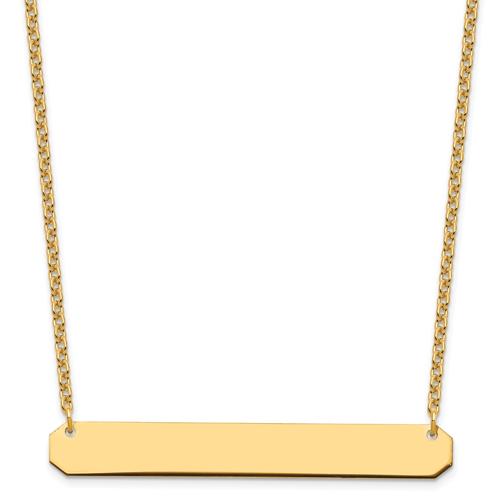 Sterling Silver/Gold-plated Large Polished Blank Bar Necklace