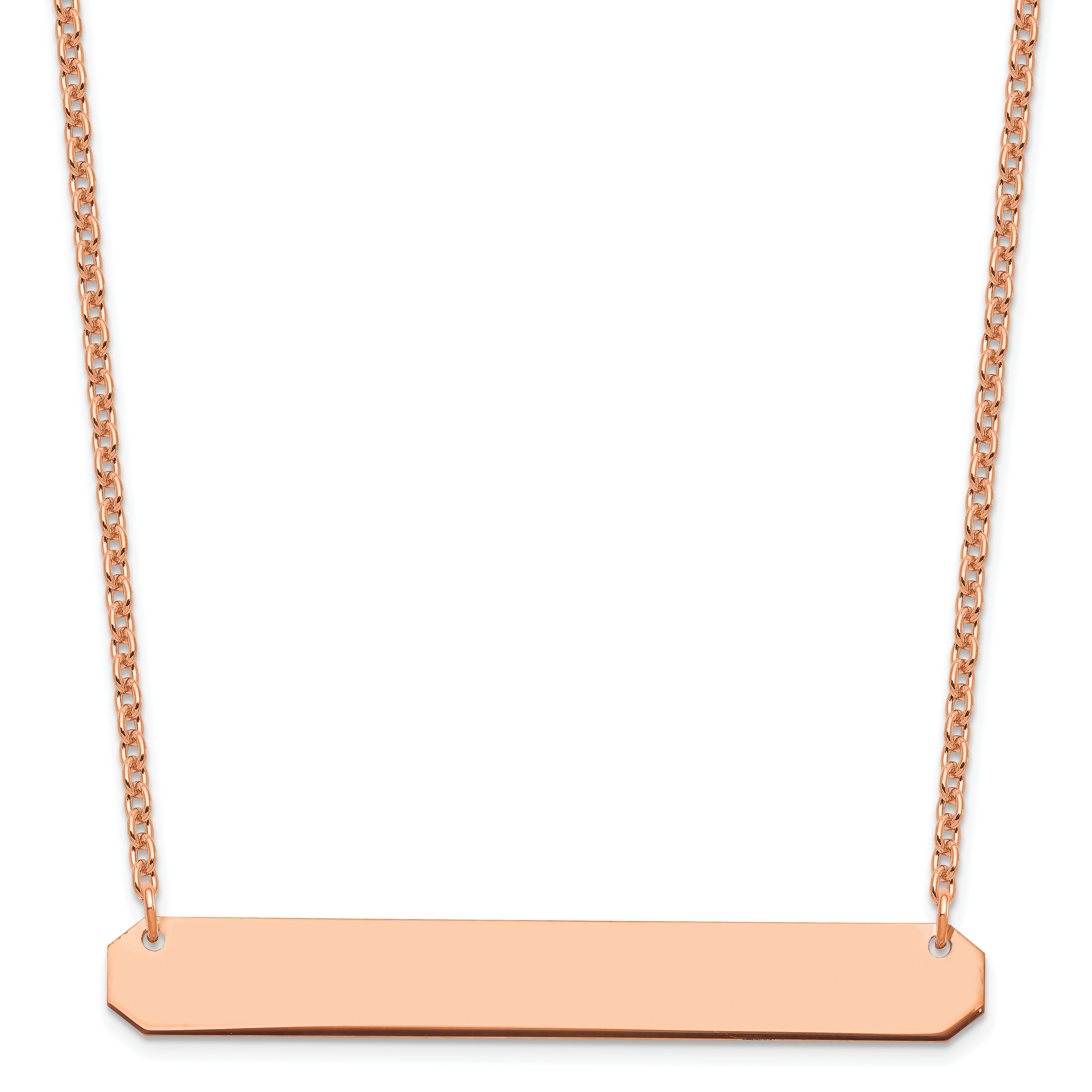 Sterling Silver/Rose-plated Large Blank Bar Necklace (XNA1208RP)