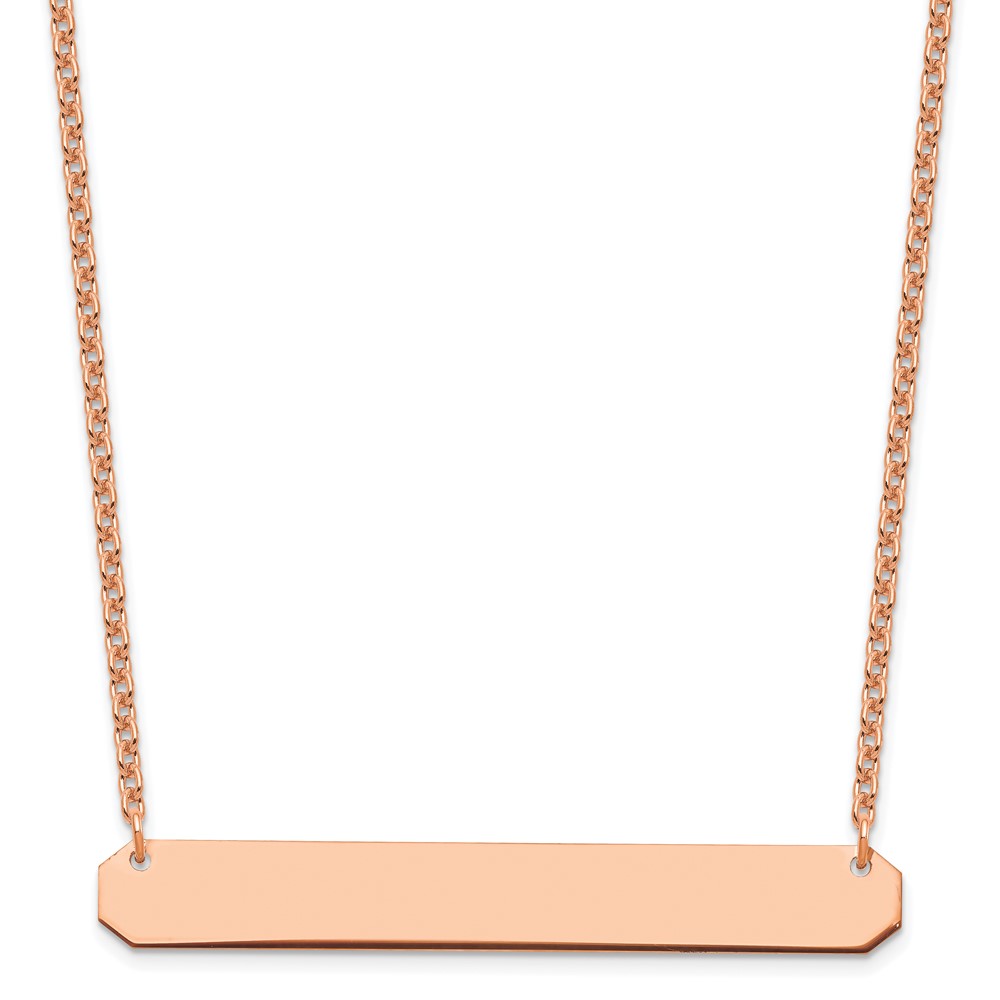 Sterling Silver/Rose-plated Large Blank Bar Necklace (XNA1208RP)