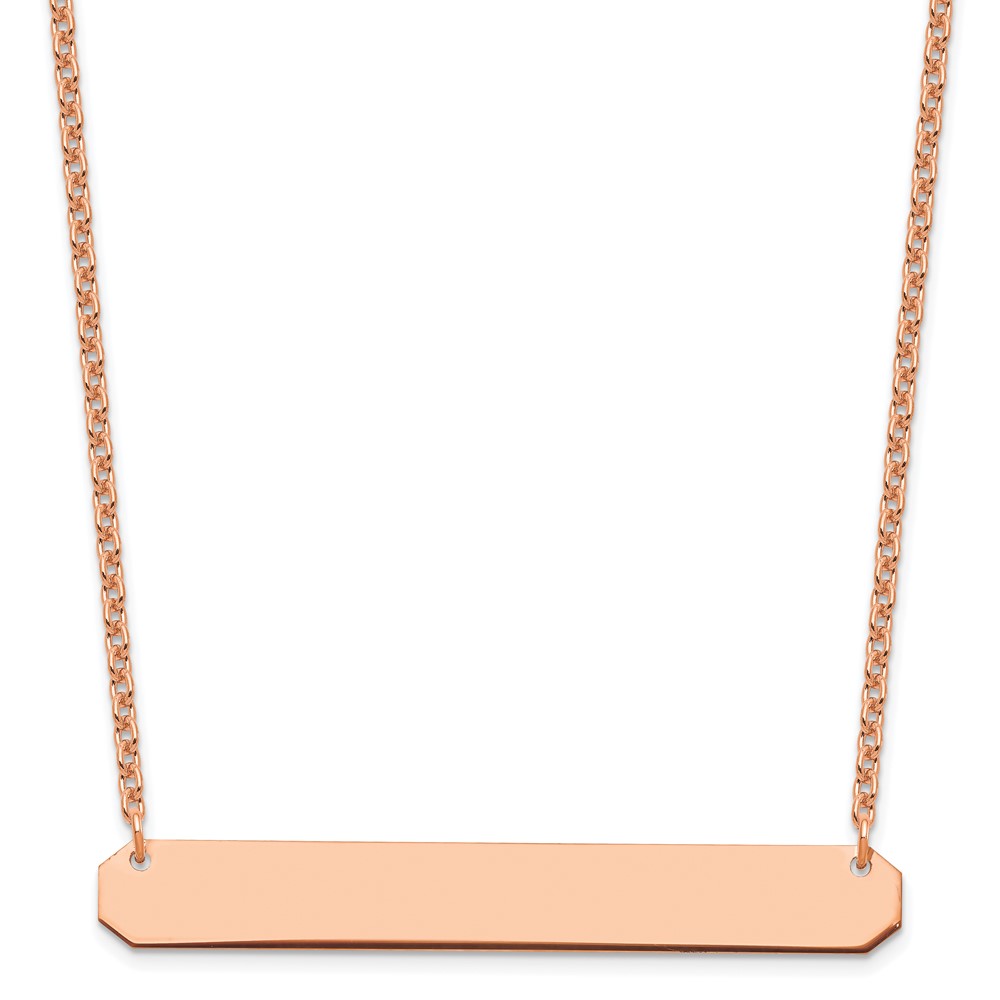 Sterling Silver/Rose-plated Large Polished Blank Bar Necklace