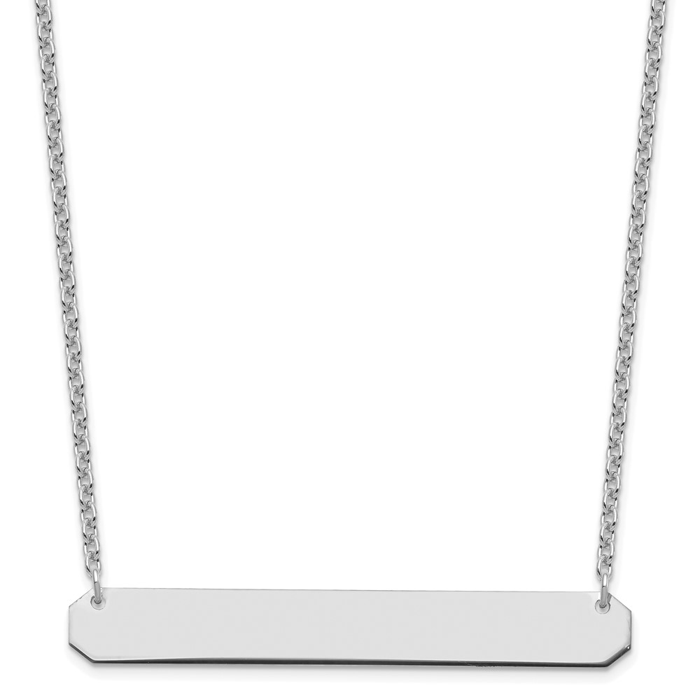 Sterling Silver/Rhodium-plated Large Polished Blank Bar Necklace