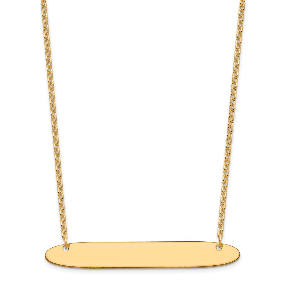 Sterling Silver/Gold-plated Large Oblong Blank Bar Necklace (XNA1209GP)