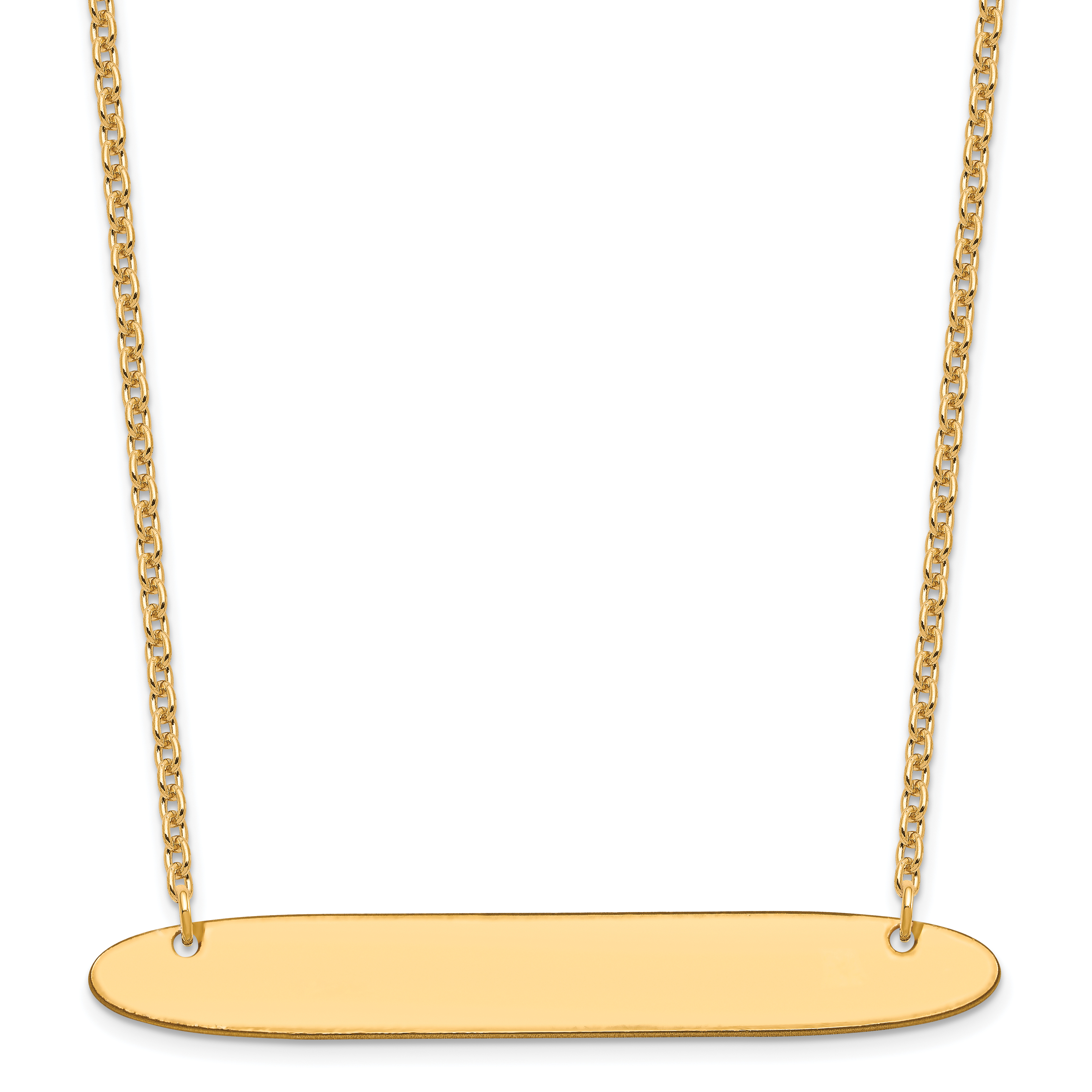 Sterling Silver/Gold-plated Large Oblong Blank Bar Necklace (XNA1209GP)