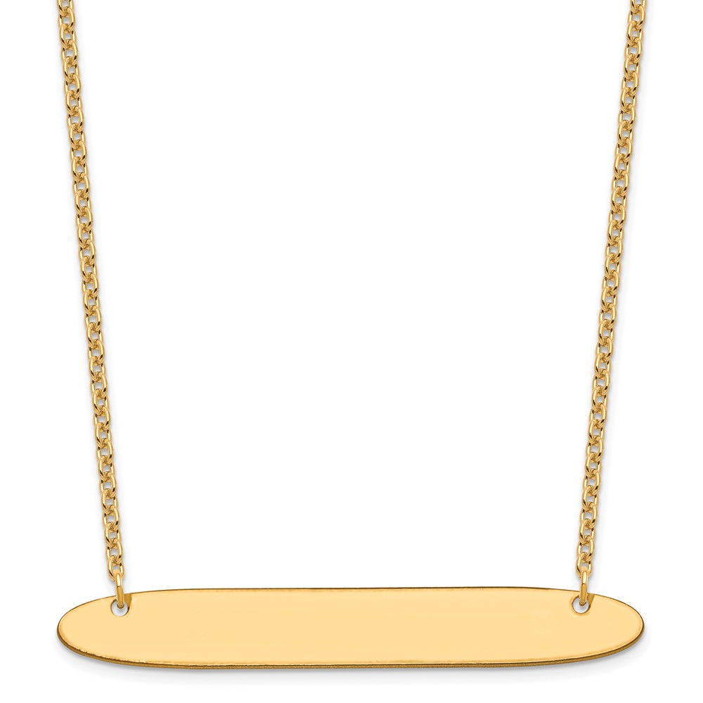 Sterling Silver/Gold-plated Large Oblong Blank Bar Necklace (XNA1209GP)