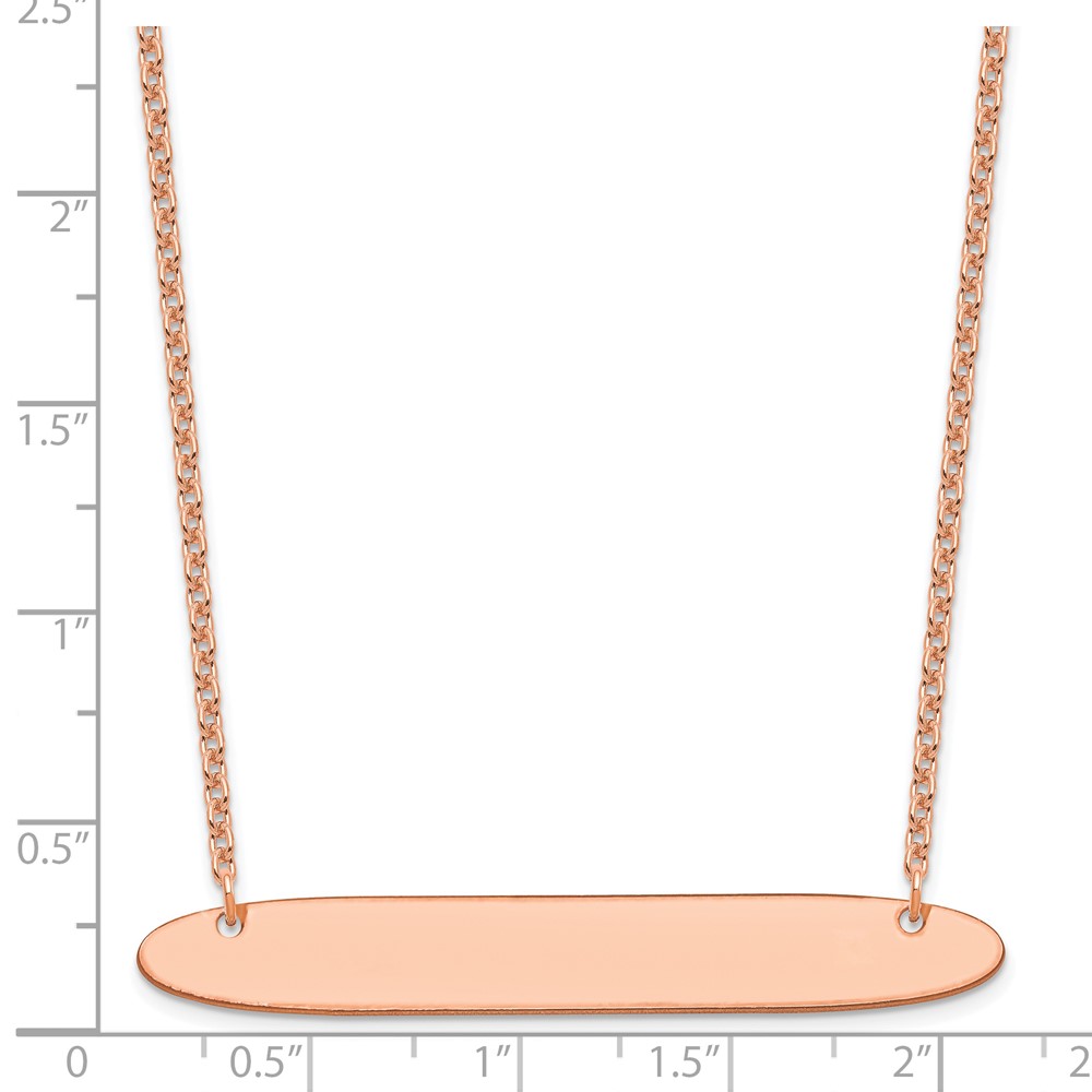 Sterling Silver/Rose-plated Large Oblong Blank Bar Necklace (XNA1209RP)