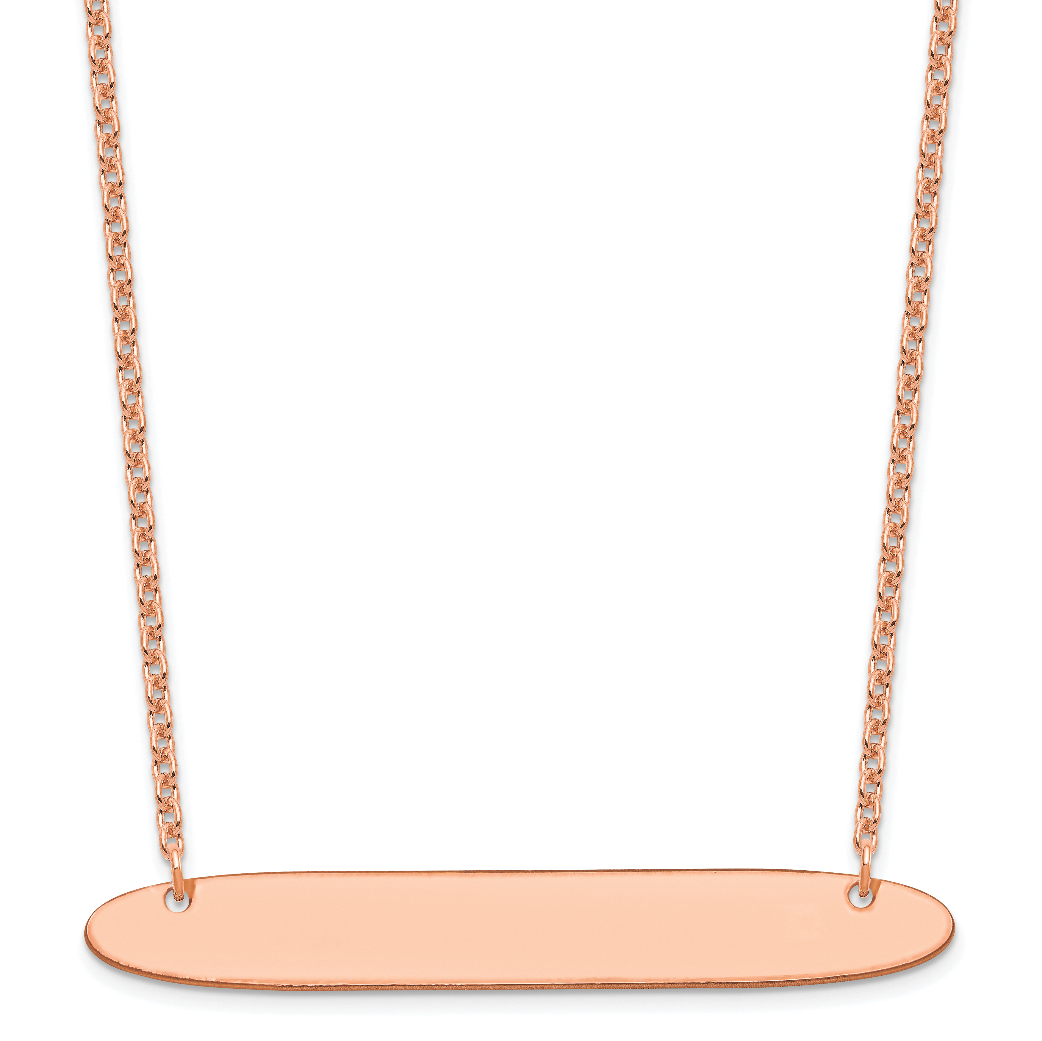 Sterling Silver/Rose-plated Large Oblong Blank Bar Necklace (XNA1209RP)