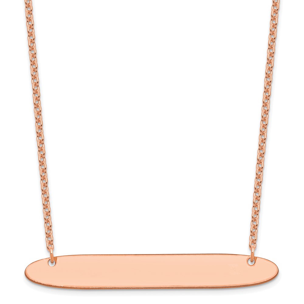 Sterling Silver/Rose-plated Large Oblong Blank Bar Necklace (XNA1209RP)