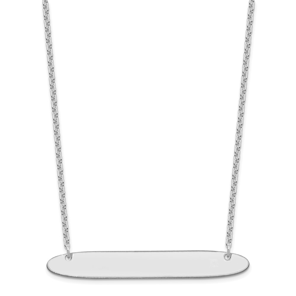Sterling Silver/Rhodium-plated Large Oblong Blank Bar Necklace (XNA1209SS)