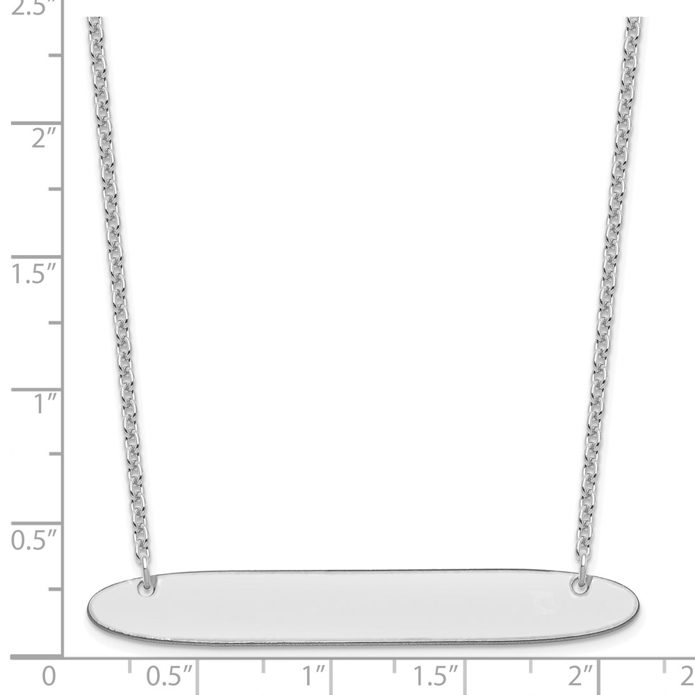 Sterling Silver/Rhodium-plated Large Oblong Blank Bar Necklace (XNA1209SS)