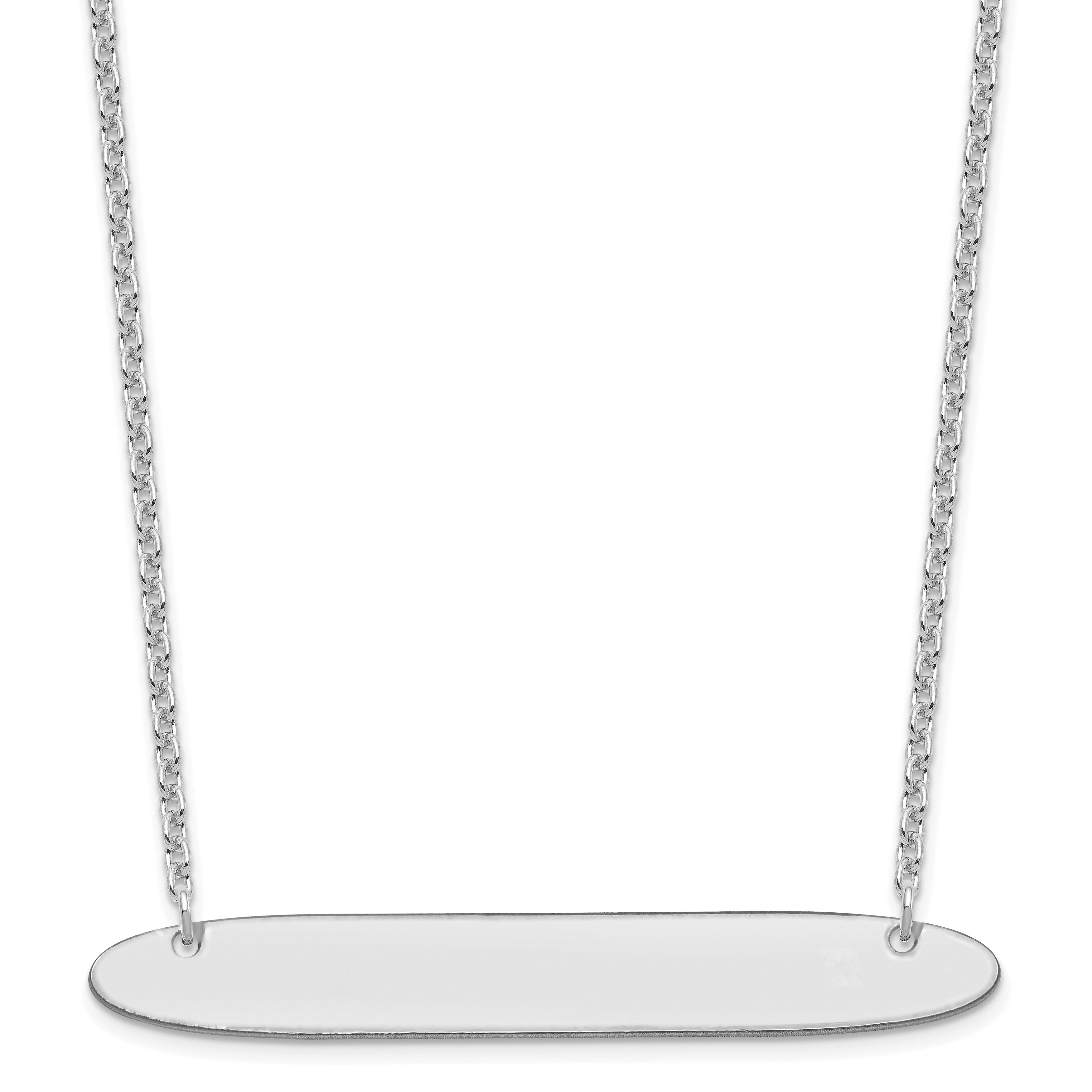 Sterling Silver/Rhodium-plated Large Oblong Blank Bar Necklace (XNA1209SS)
